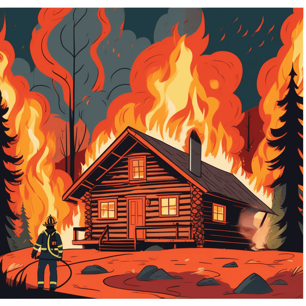 House burning fiercely with flames