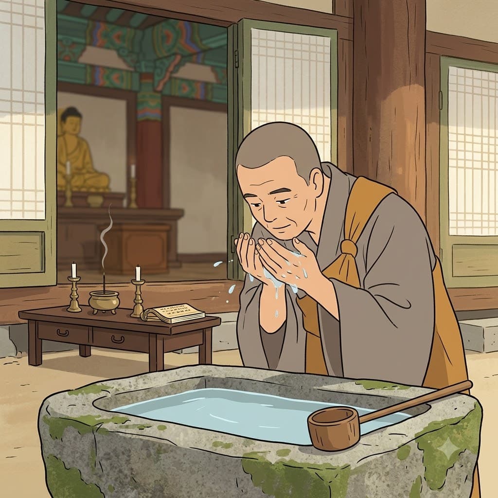 Before the ceremony, the priest performed an ablution by washing his hands and face.