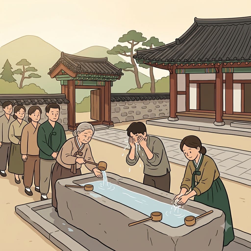 The worshippers performed ablution before entering the sacred place, carefully washing their hands and faces. (Think: ABLUTION → “A BLUE TION” → Imagine blue water being used for washing. → WASH → CLEAN → PURIFY)
