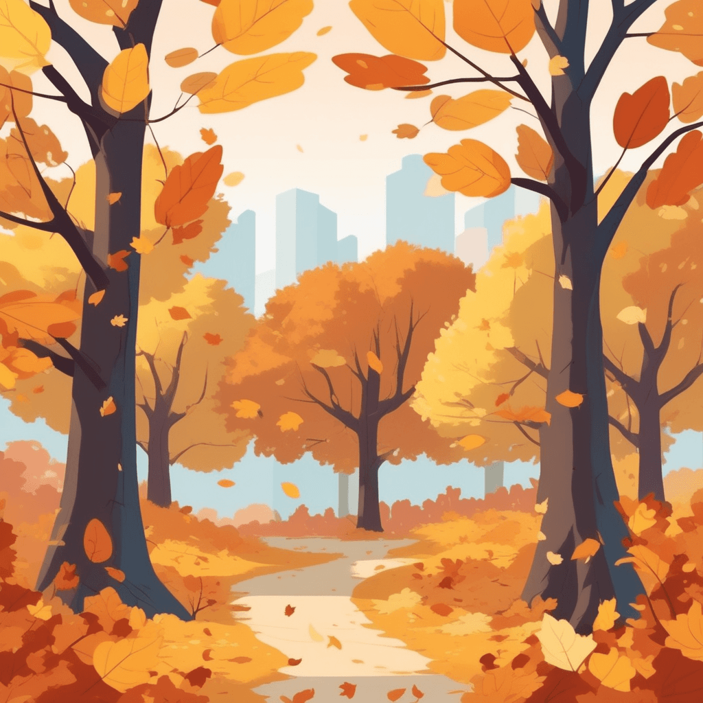 a gentle breeze causes yellow and orange leaves to naturally detach from their branch connections. The leaves separate cleanly at their stem points without any external force or cutting. As each leaf breaks away, it begins floating gracefully downward toward the ground. The tree branch remains healthy while releasing its seasonal foliage. A gardener below watches peacefully as nature takes its course. Other leaves on nearby branches show the same natural separation process beginning. leaves naturally cutting off and separating from the plant as part of the seasonal cycle