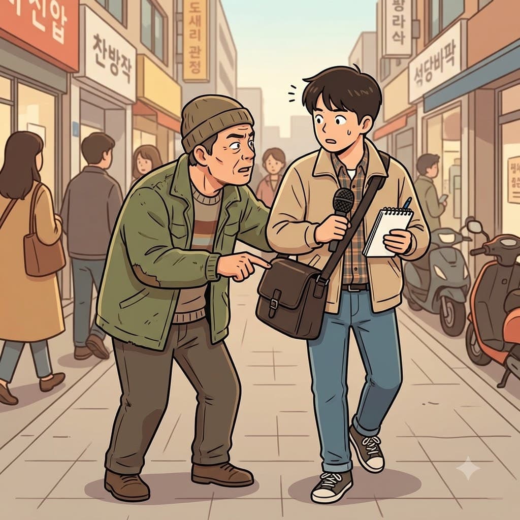 A stranger suddenly stepped in front of the reporter and asked, "A COST?"