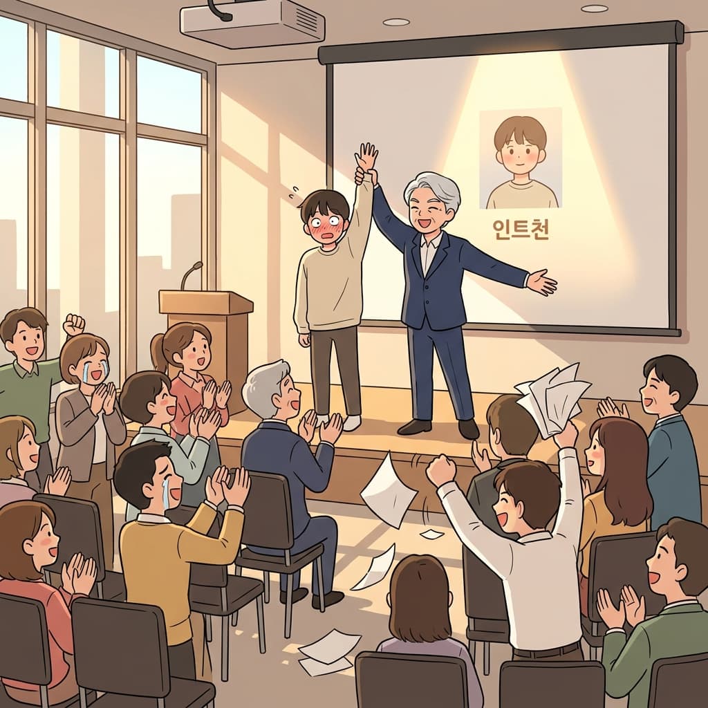 The CEO gave public acknowledgement to the intern who saved the project.