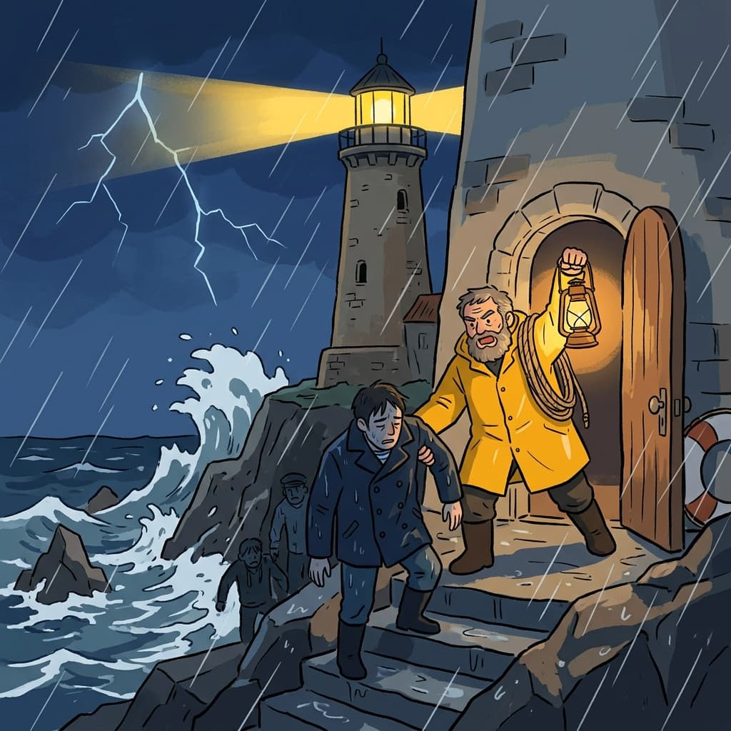 During the storm, the old lighthouse keeper had to act as both guide and rescuer for lost sailors.