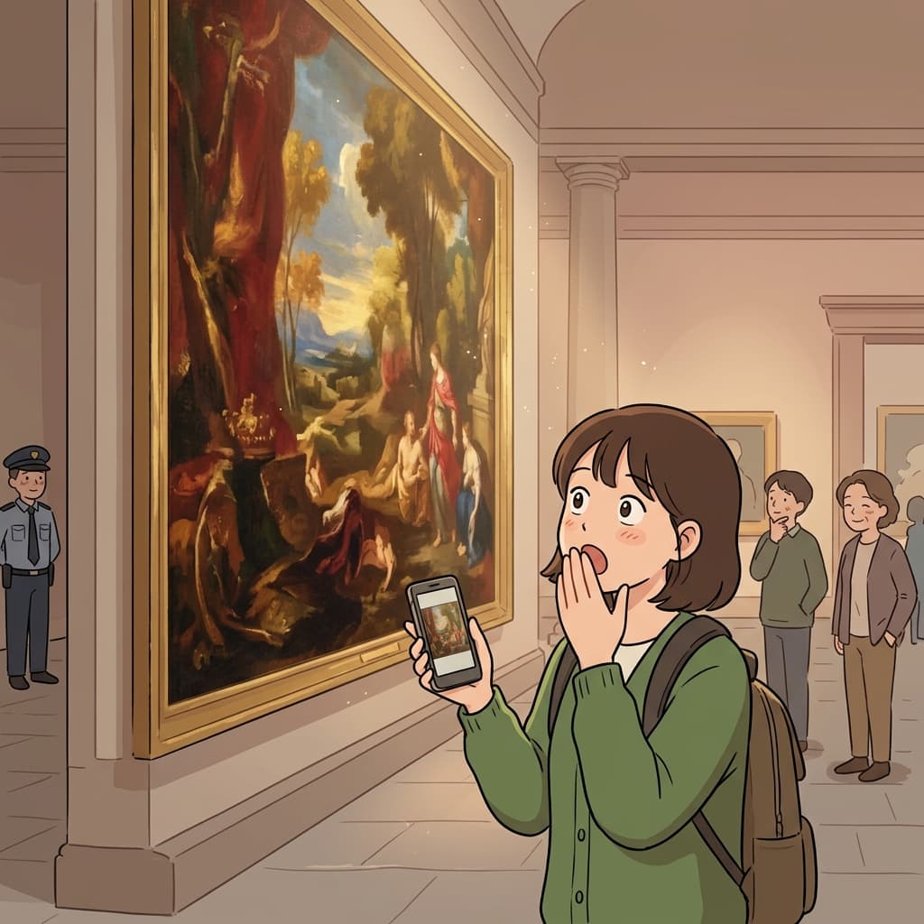 The actual painting looks nothing like the tiny photo online.