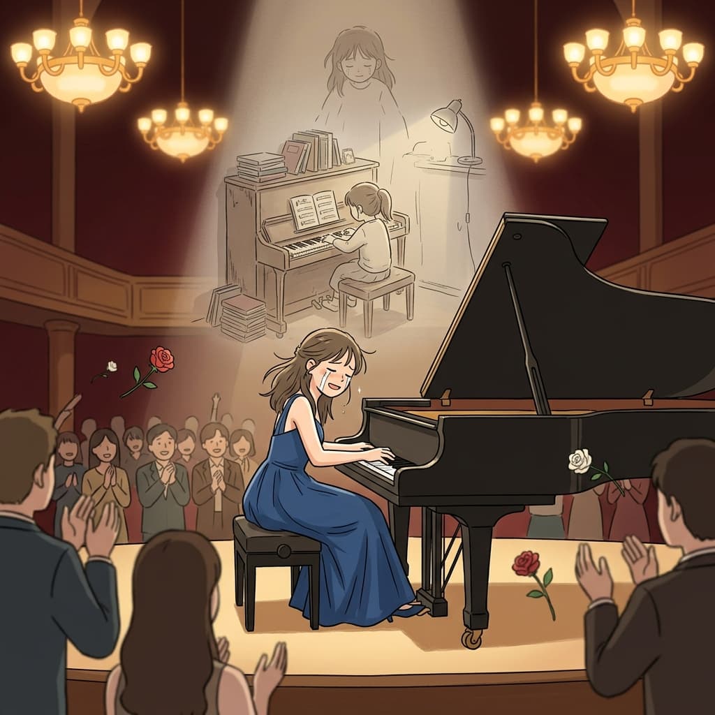 After years of training, her actualization as a concert pianist finally arrived on stage.