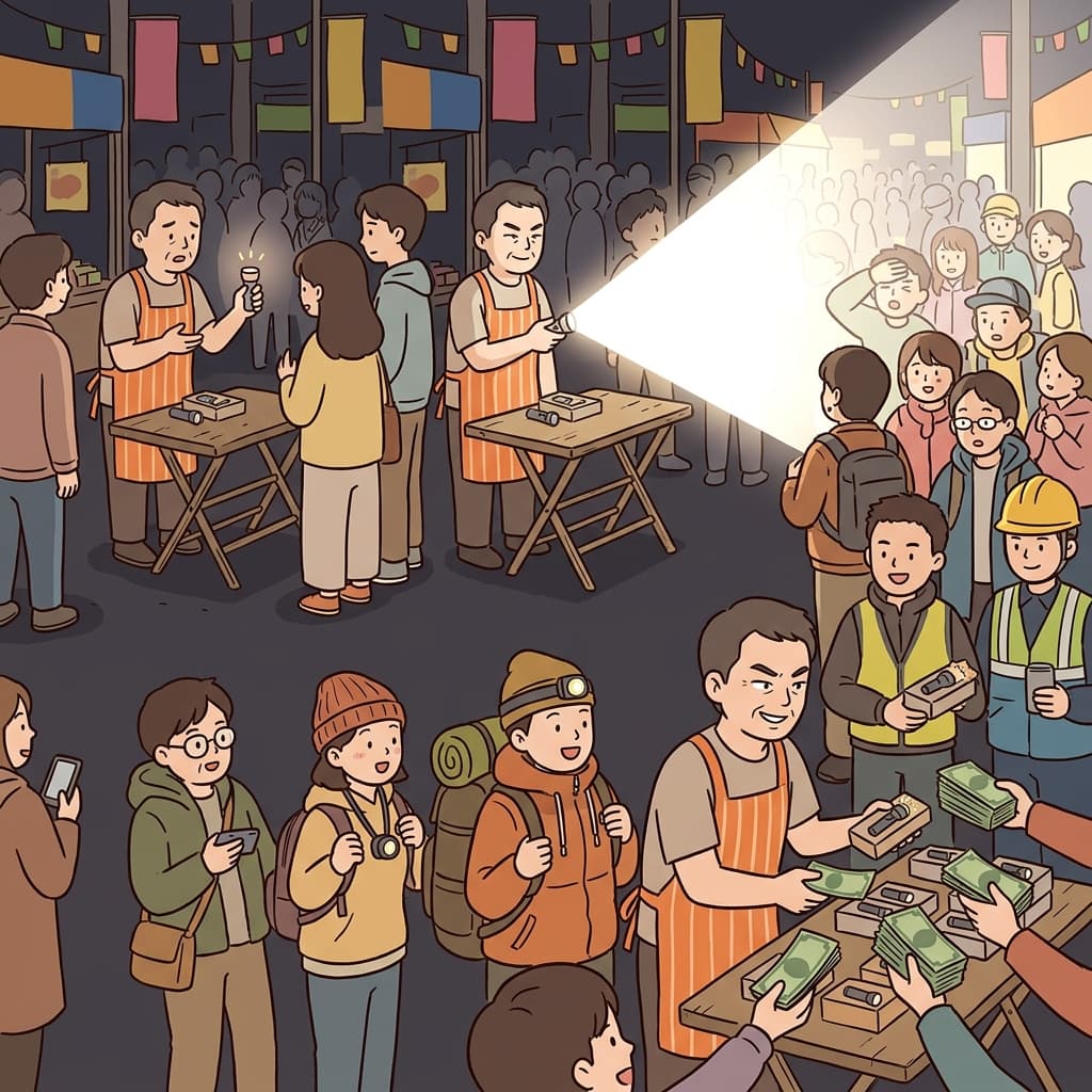 The ordinary human showed extraordinary business acumen by inventing a tiny flashlight with a million lumen.