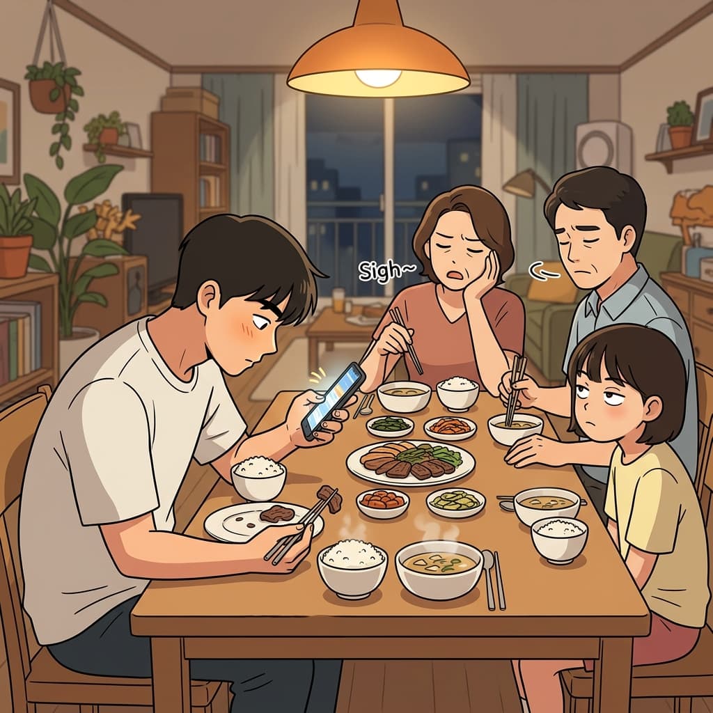 He became a complete addict, unable to stop scrolling his phone even at dinner.