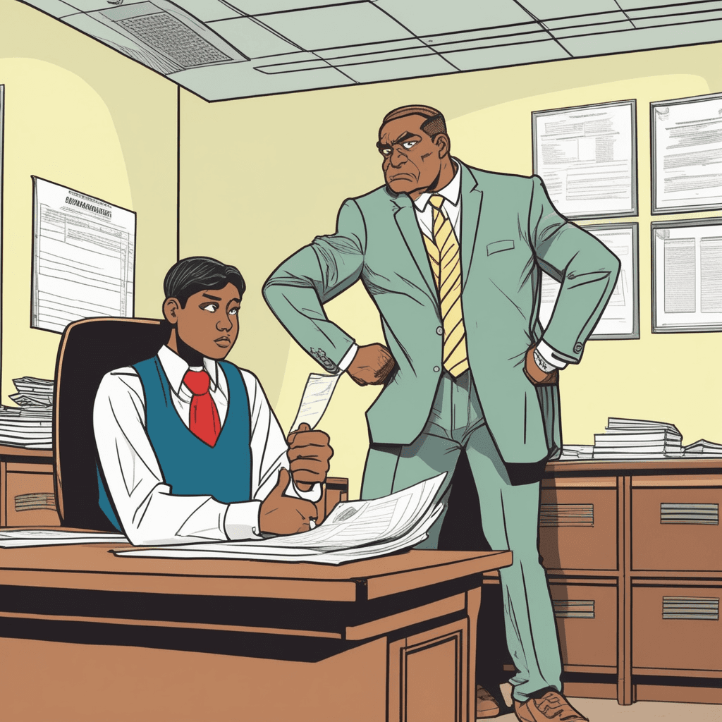Principal giving stern warning to student