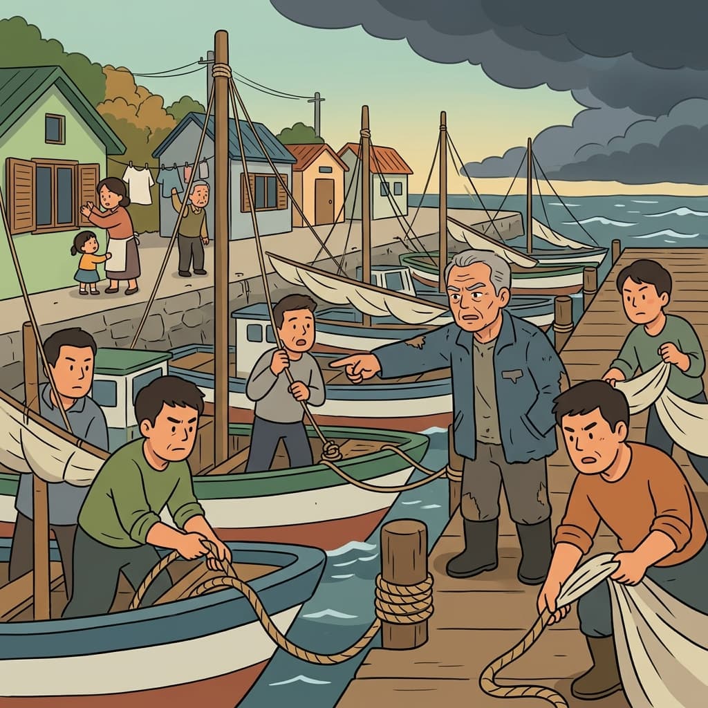 Before the storm hits, it's advisable to secure the boats at the harbor.