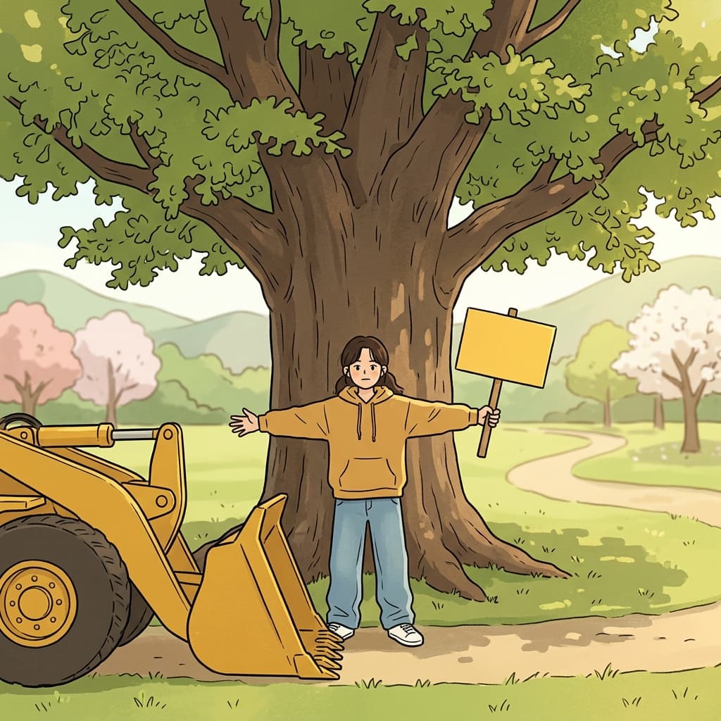 Her strong advocacy saved the old tree from the bulldozers.