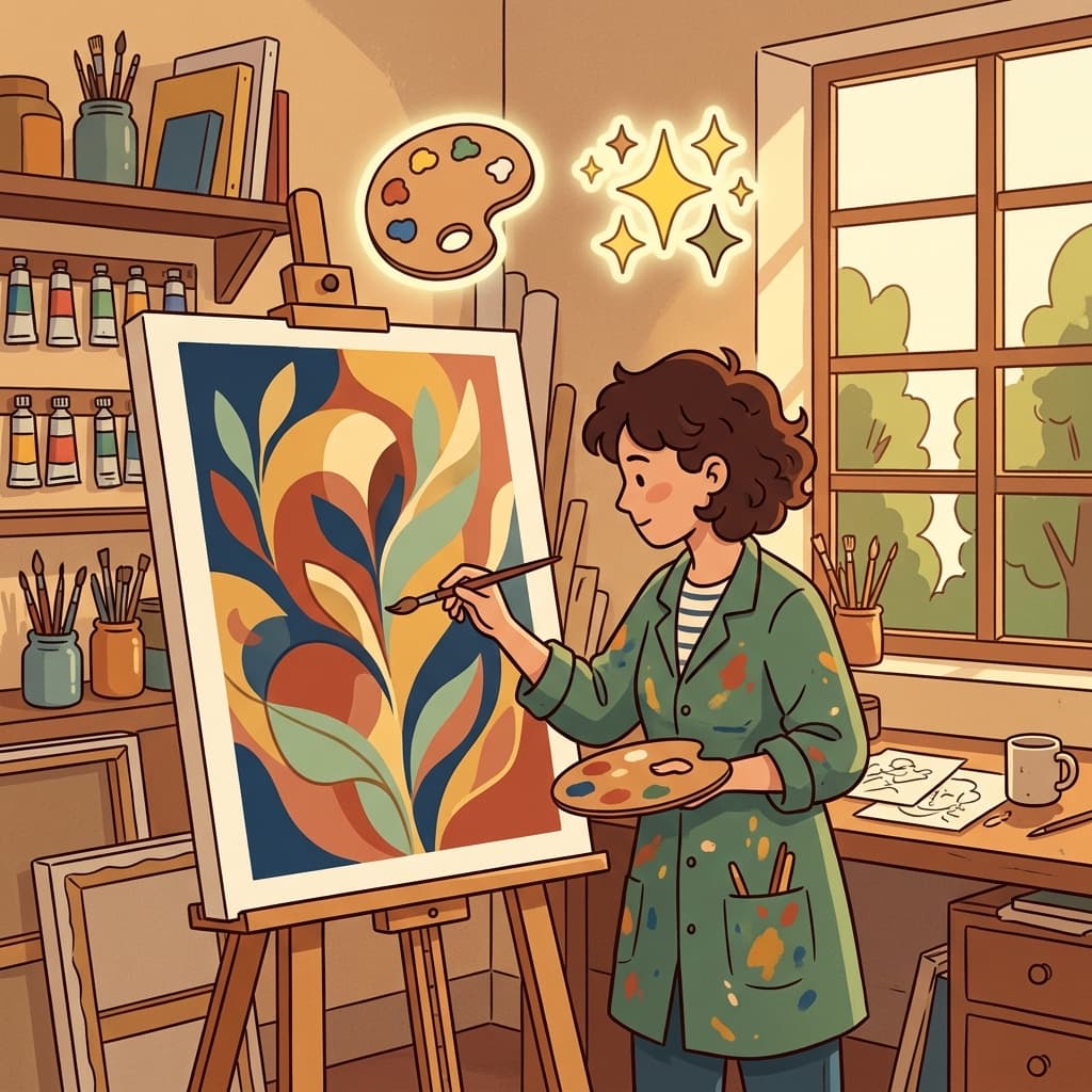 The artist's aesthetic combined soft colors and simple shapes. (ART + STYLE = AESTHETIC → a beautiful and pleasing sense of style)