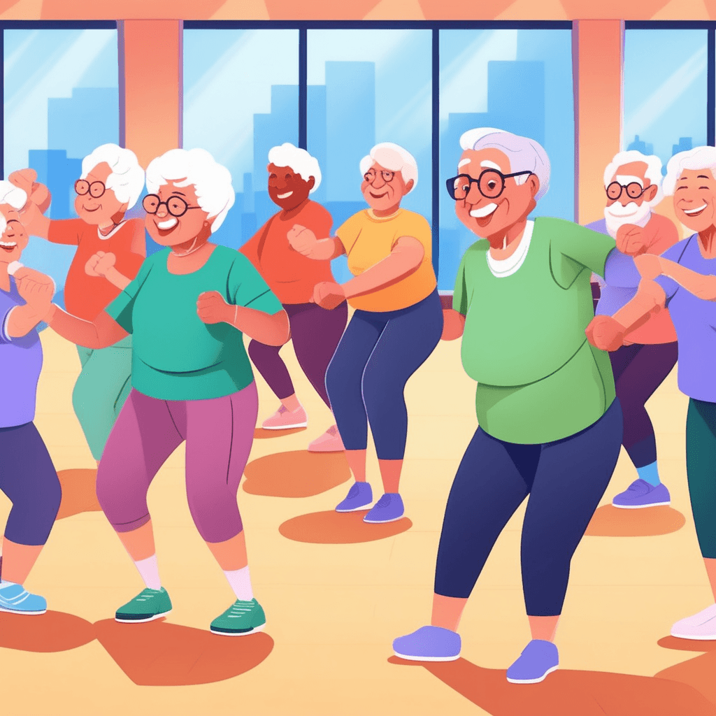 a group of seniors in their 70s enthusiastically follow along with gentle stretching exercises. They all move in synchronized motions with similar energy levels and capabilities. The instructor demonstrates each movement while the participants mirror the actions perfectly. Their shared comfort and familiarity with the routine shows they belong to the same demographic. Other seniors wait nearby for their turn, chatting and encouraging the active group. Everyone displays similar physical characteristics and mobility levels typical of their shared age range. people of similar ages considered as a group for organized activities