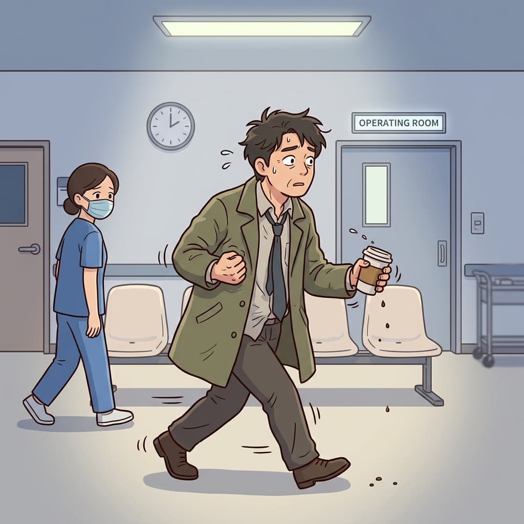 He paced the hospital hallway, agitated, waiting for news about his daughter.