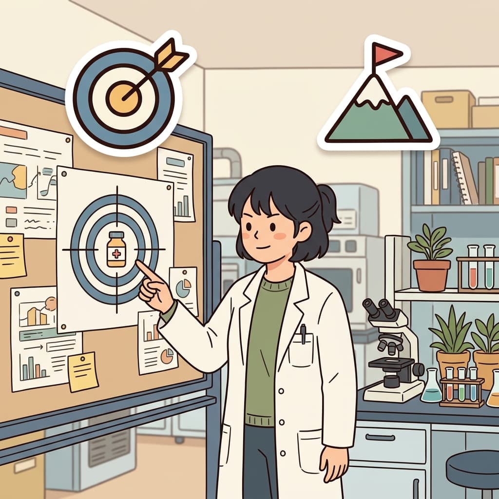 The scientist aimed at finding a cure after years of research. (AIM AT = POINT AT THE TARGET → focus on a specific target or goal.)
