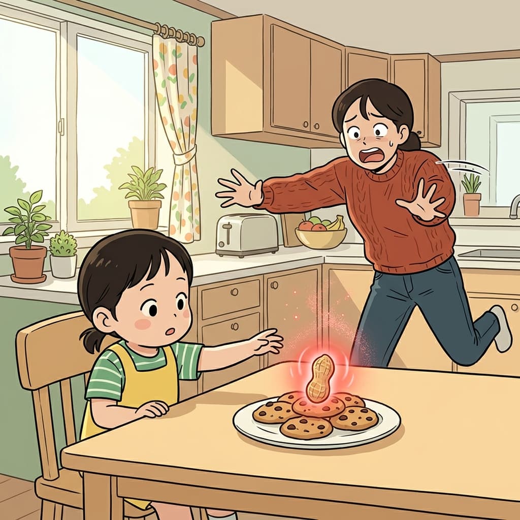 A single peanut on her plate becomes a dangerous allergen for the child.