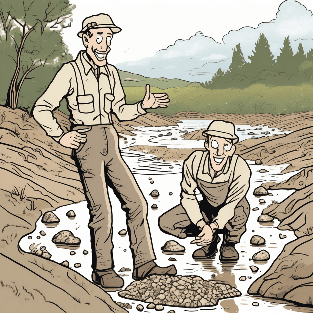 In alluvial mud so jovial, finding gems never trivial!