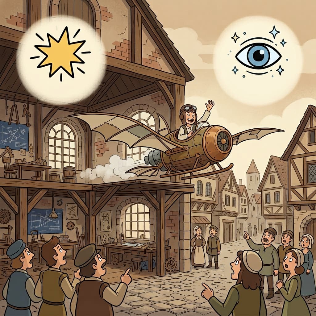 The amazing flying machine impressed everyone in the town. (SURPRISING + WONDERFUL = AMAZING)