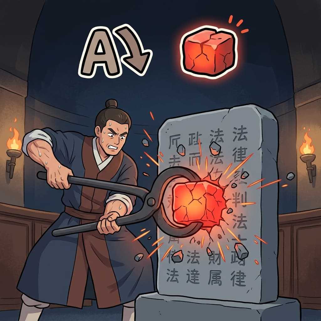 A(out) + MEND(fault/error) — to amend a law is to violently yank OUT the glowing red error from the stone tablet using giant tongs.