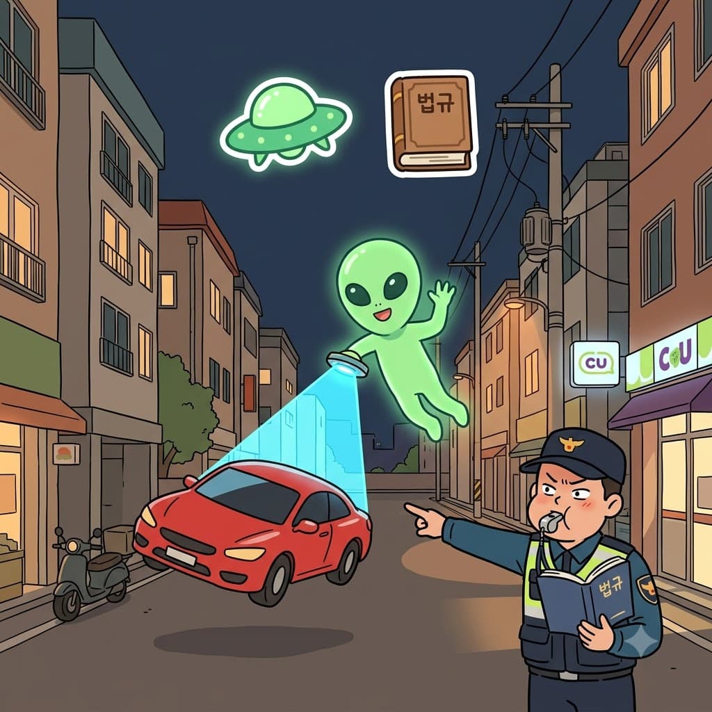 ALIEN(alien) + MORAL(ethics) — the ALIEN completely ignored human MORAL rules, making an amoral choice to steal the shiny car.