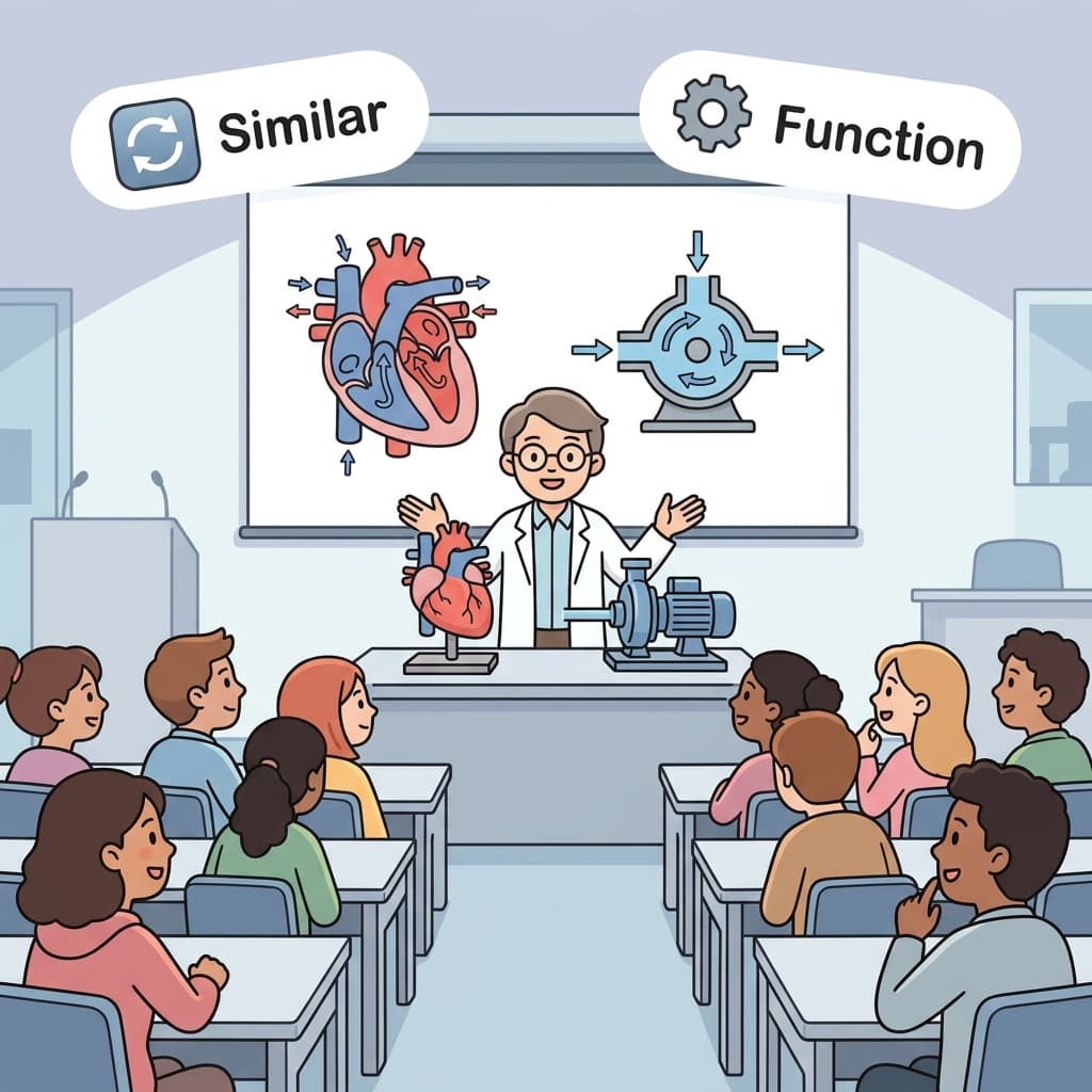 The professor used an analogy to compare two systems with similar functions.