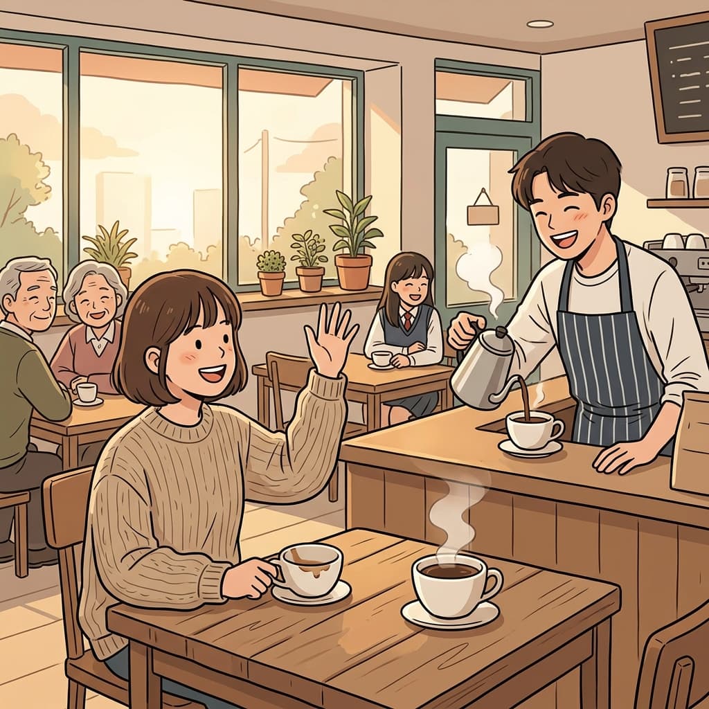 She finished her coffee and immediately ordered another cup.