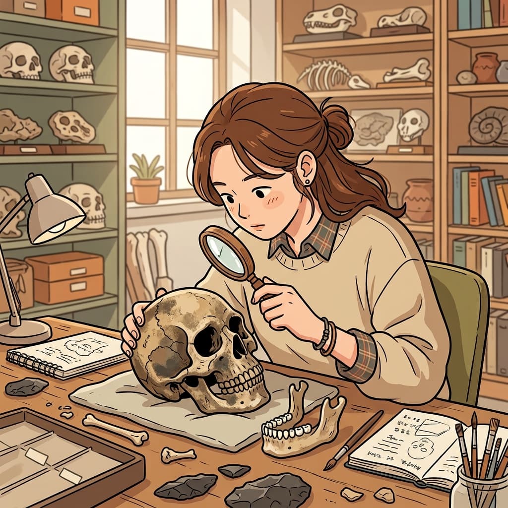 The anthropologist carefully examined ancient human bones to learn how early people lived.