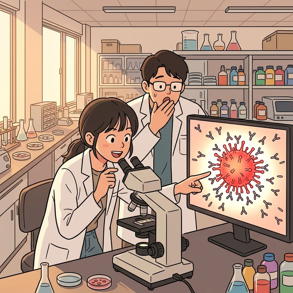 The lab technician identifies the antigen triggering the immune response under the microscope.