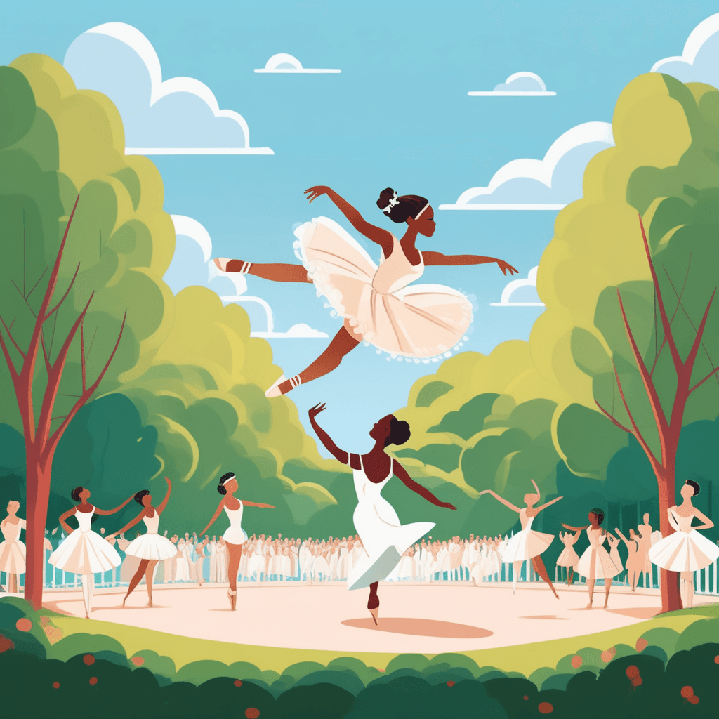 a graceful ballet dancer in flowing white costume performs elegant, controlled movements while spinning delicately on her toes. Right next to her, a energetic breakdancer in dark street clothes performs aggressive, sharp movements while spinning on his head. The ballet dancer represents classical refinement and traditional artistry. The breakdancer embodies modern rebellion and street culture energy. Spectators in the background point and smile at the unexpected pairing of completely different dance styles. Some audience members applaud both performers despite their contrasting approaches. two people who are the direct opposite of each other performing side by side