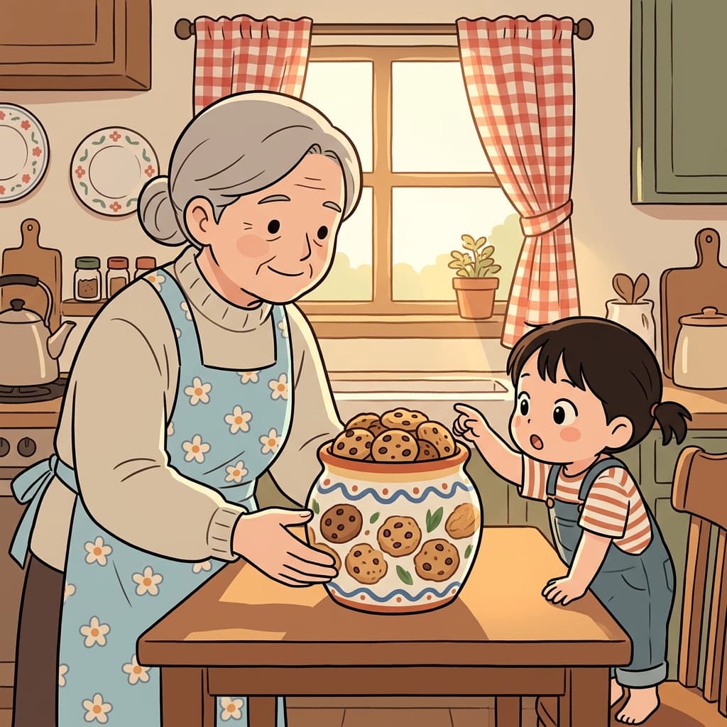 Pick any cookie you want from the jar, the grandma says warmly.