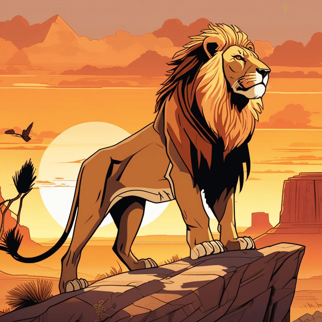 An apex predator lion dominates the savanna as the ultimate top hunter