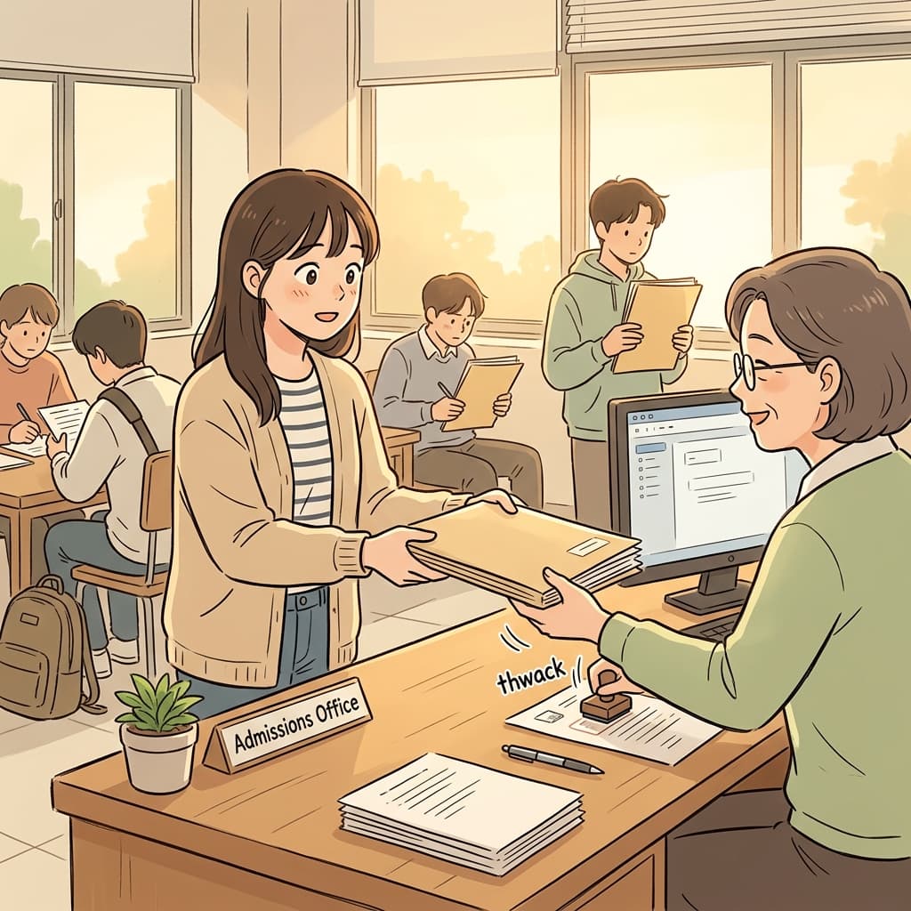 She submitted her university application with trembling hands and a hopeful smile.