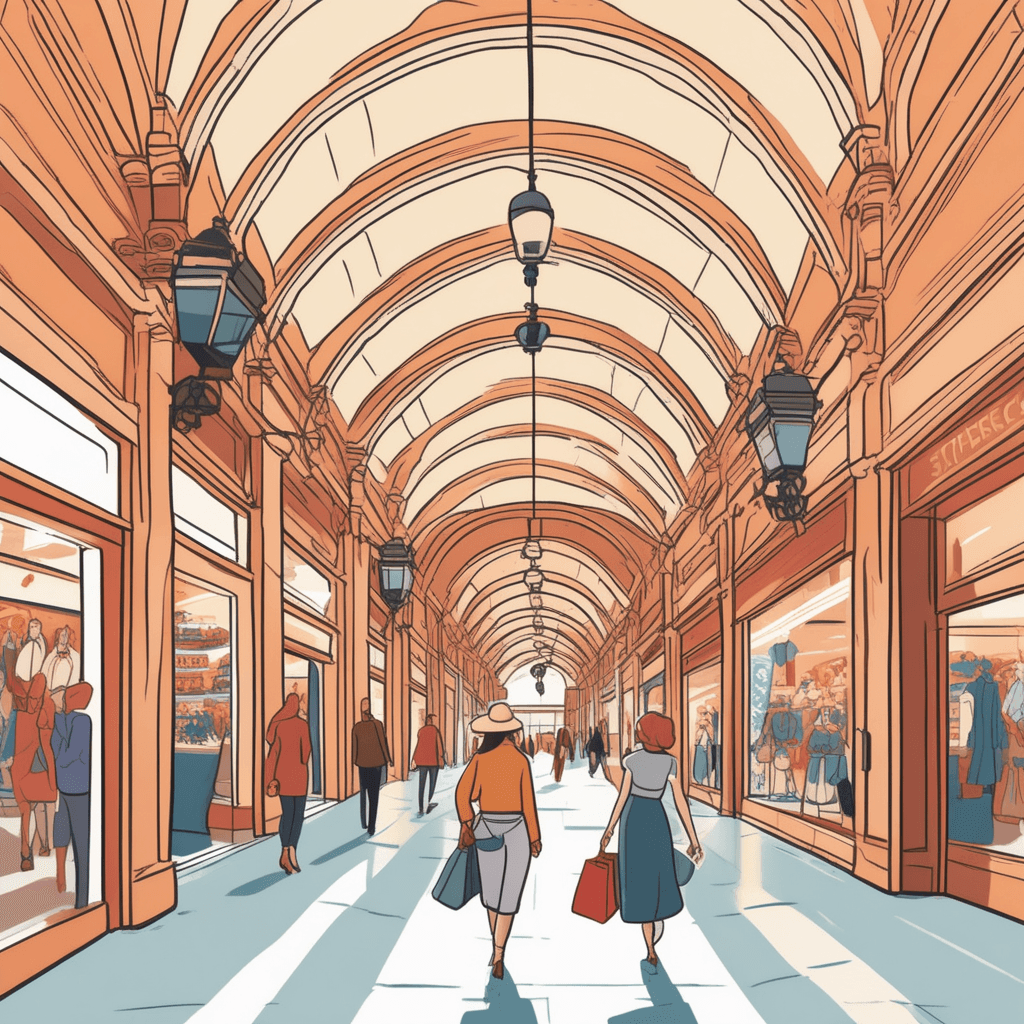 arcade — a covered passage with shops on both sides (concept illustration)