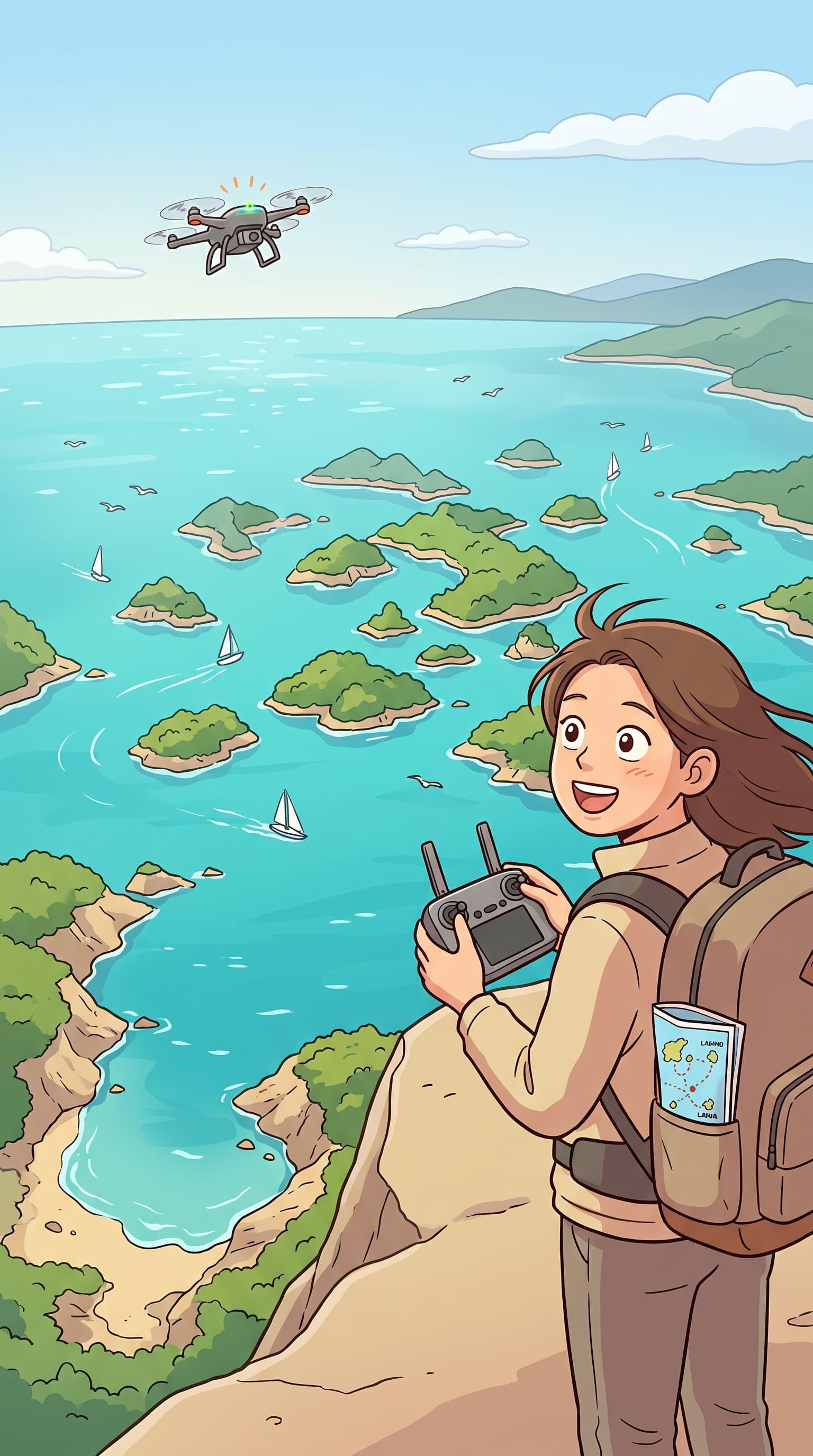 A travel photographer drone-captures a stunning archipelago scattered across turquoise sea.