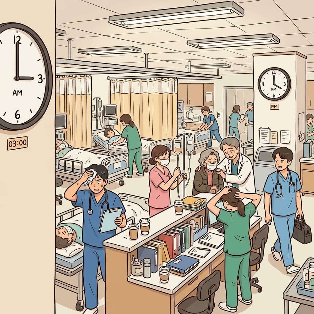 The hospital emergency team works around the clock to save lives.