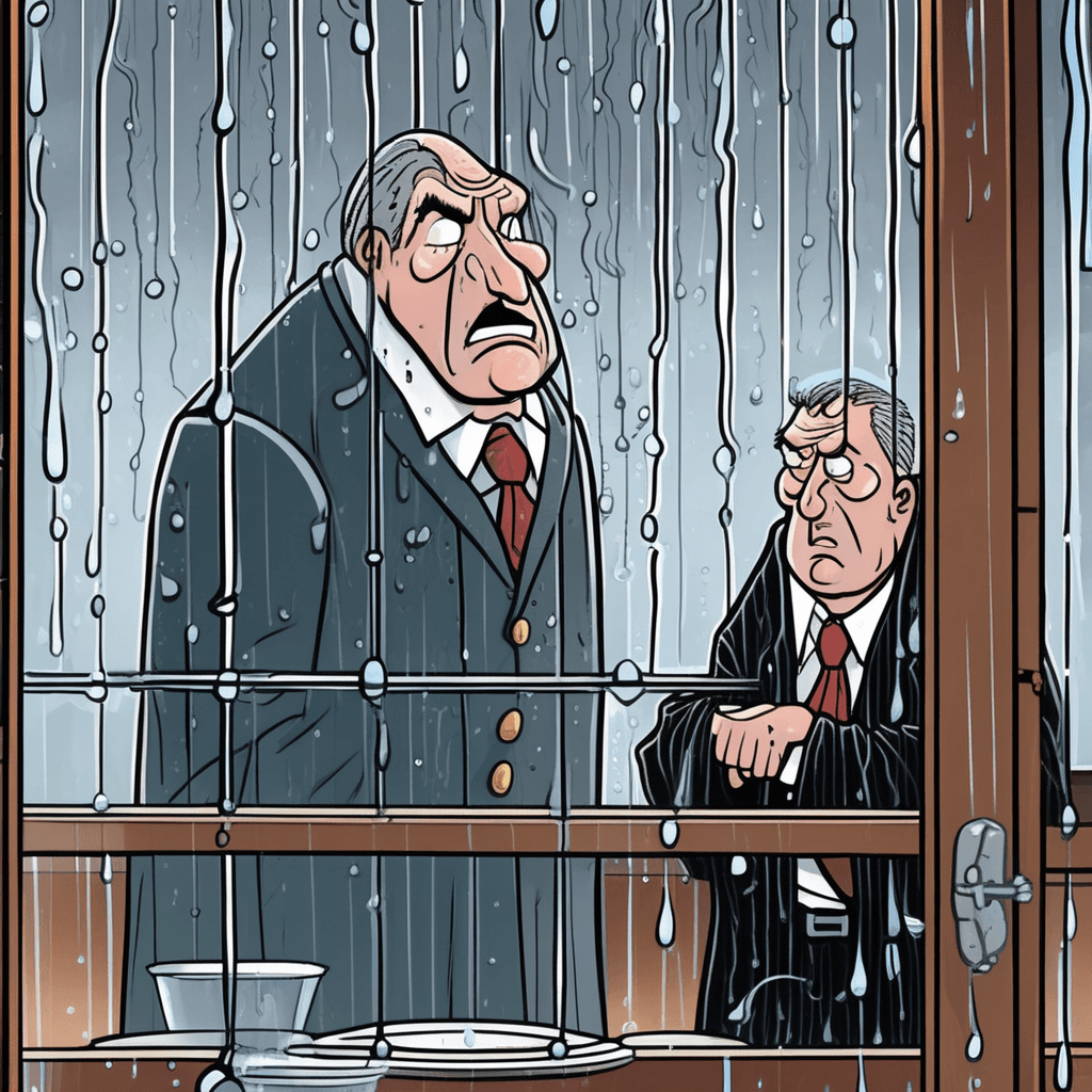 They arraign him as the rain reflects his pain.