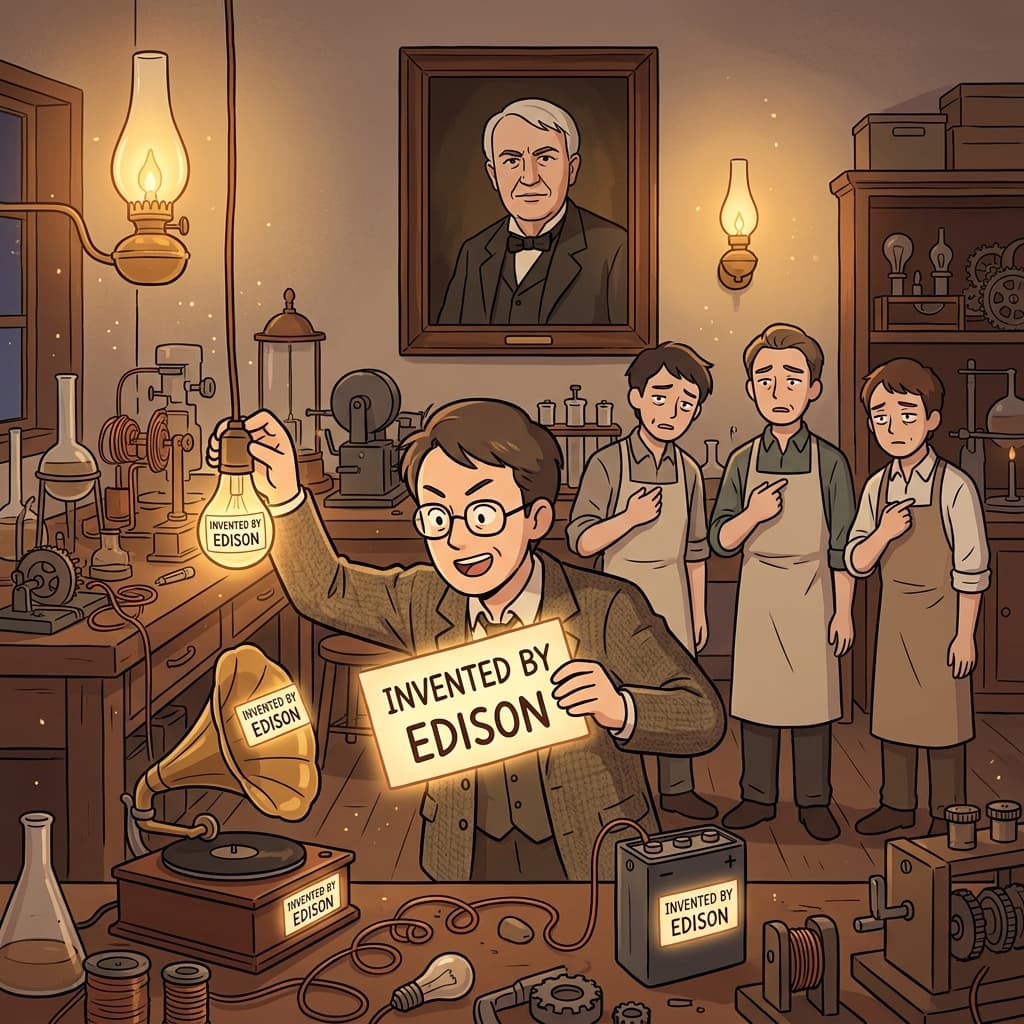 Historians ascribe to Edison many inventions that his assistants actually built.