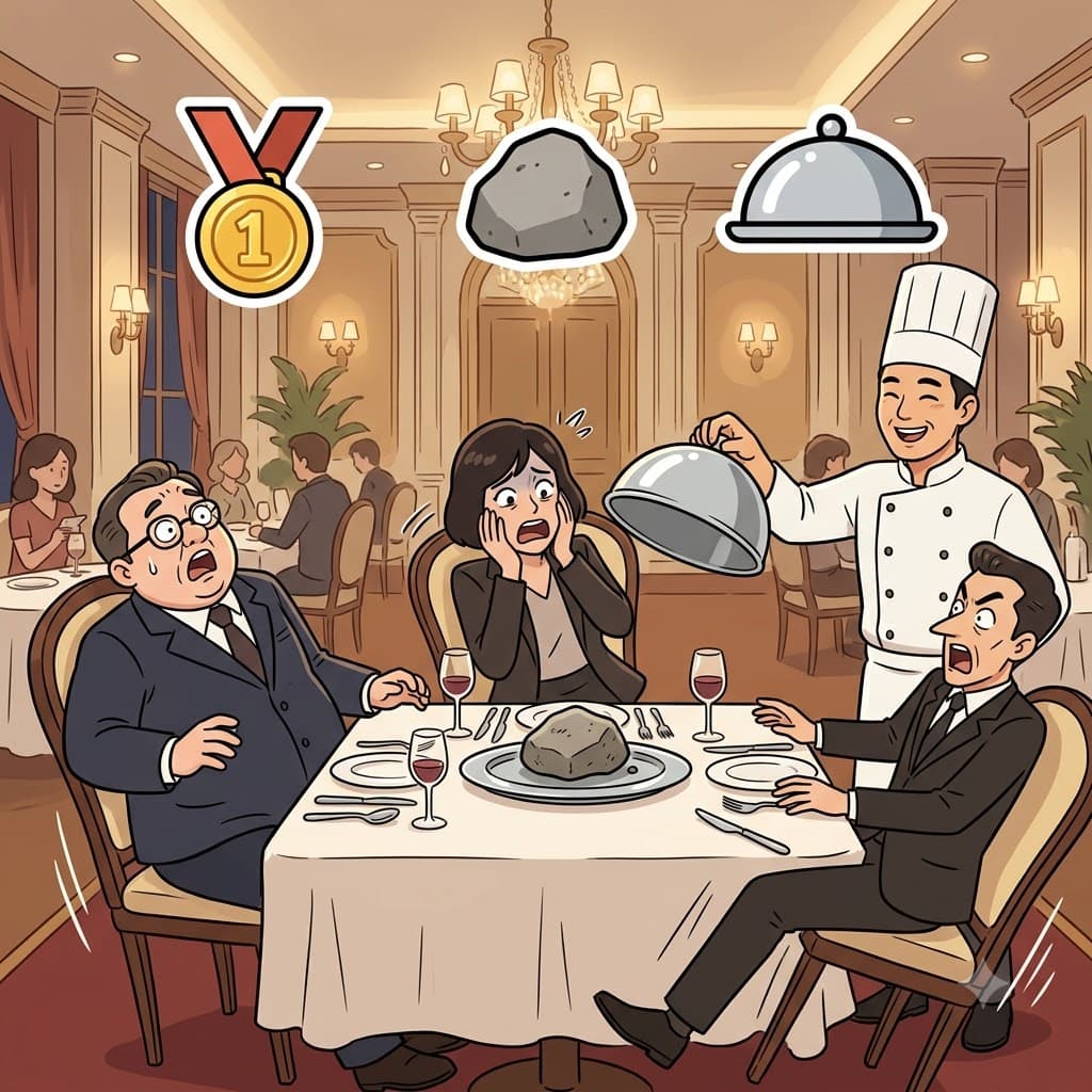 A(one) + STON(stone) + ISH(dish) — the strange dish with a single stone caused complete astonishment.