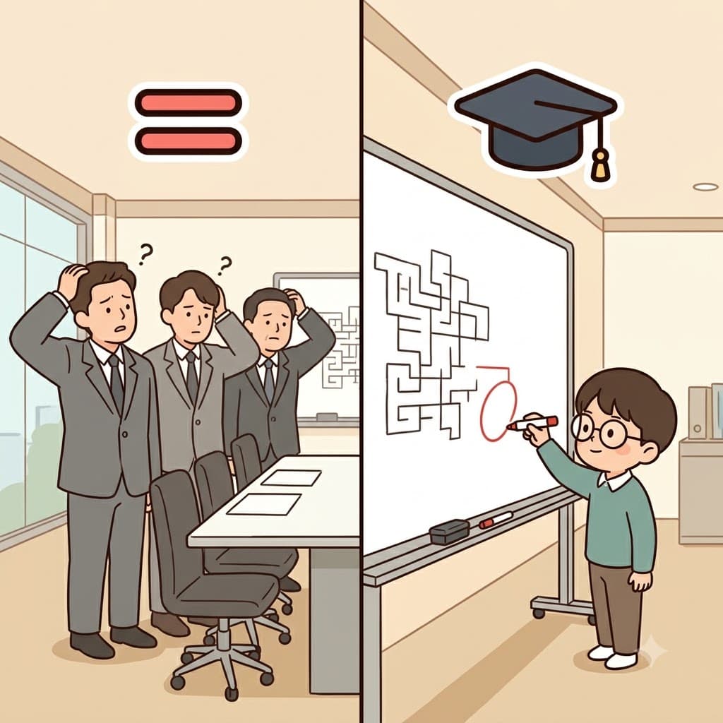 AS(like) + TUTE(tutor) — stepping up to act AS a TUTEor for the confused adults, the little boy showed an incredibly astute mind.