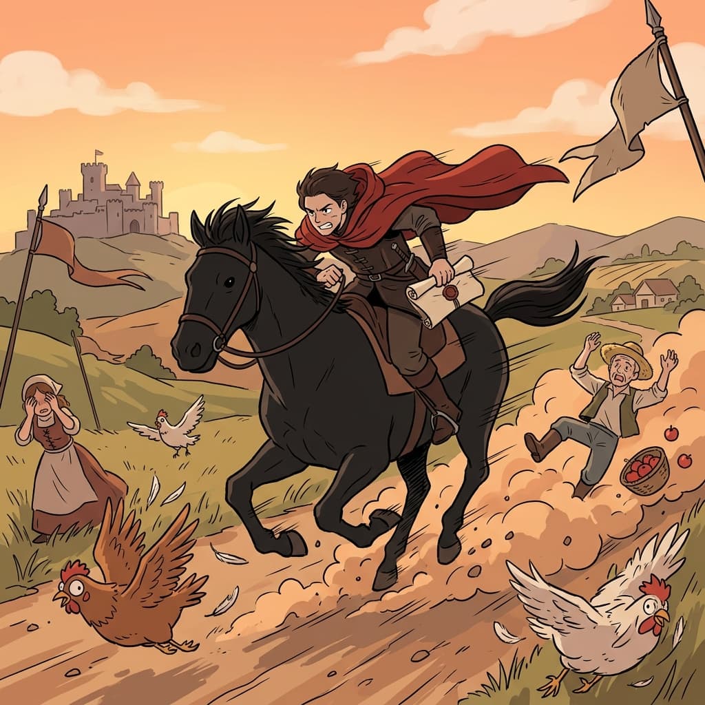 The messenger galloped at breakneck speed to deliver the king's urgent decree.