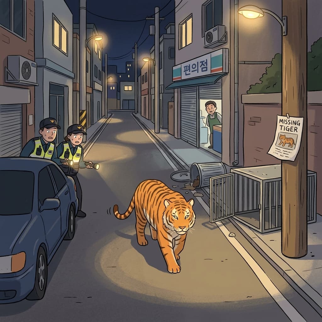 The escaped tiger is still at large somewhere in the city streets tonight.