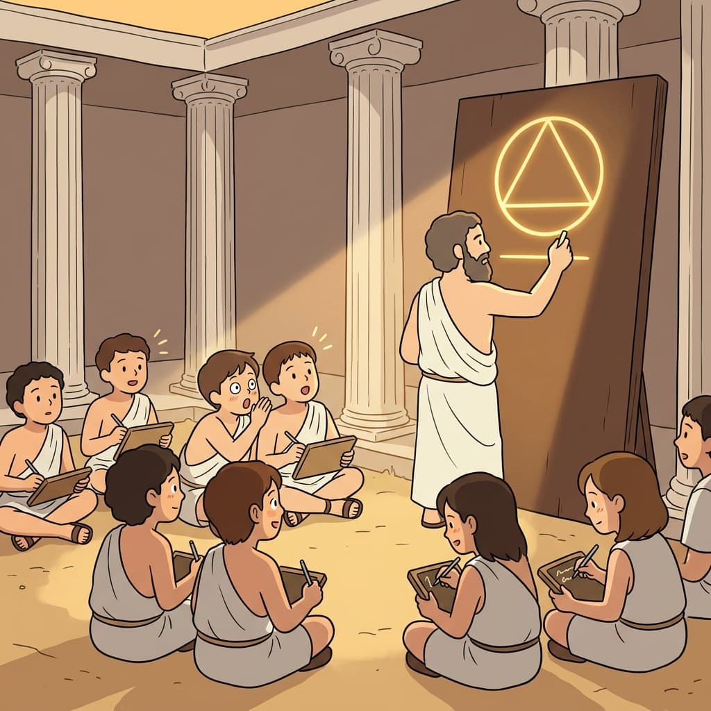 In ancient Greece, a philosopher states the axiom that the whole is greater than the part.