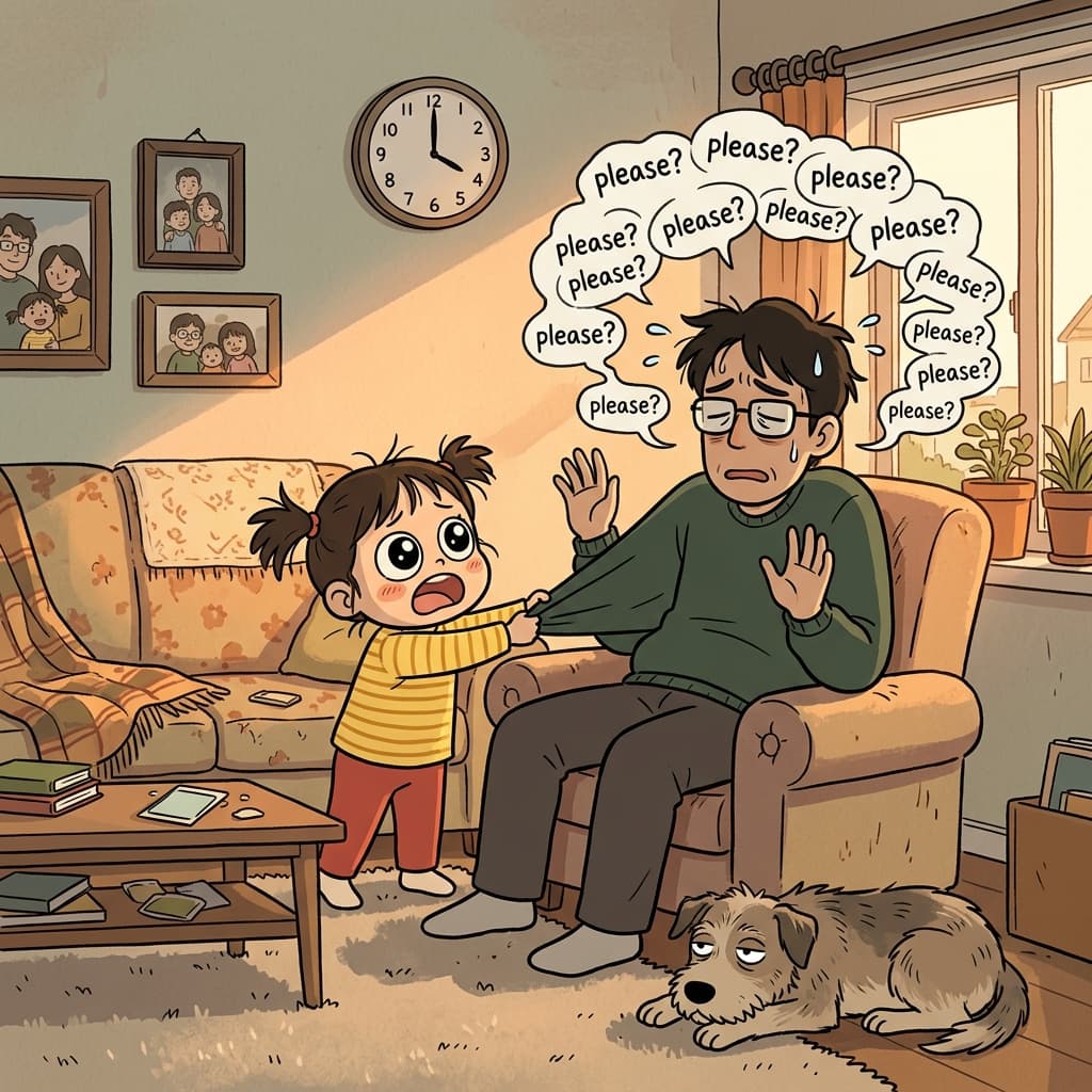 She kept badger her dad for a puppy until he finally gave in.