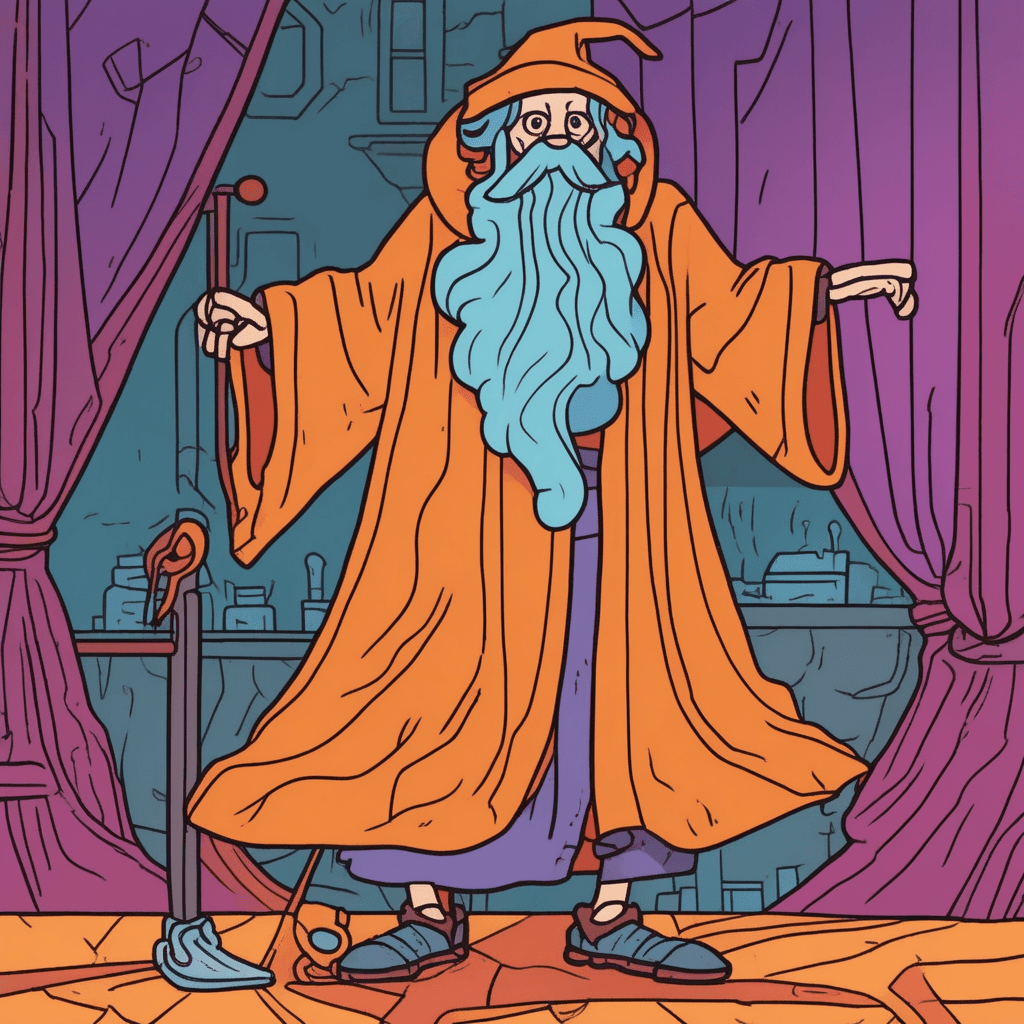 His baggy robes are saggy, his beard so shaggy!
