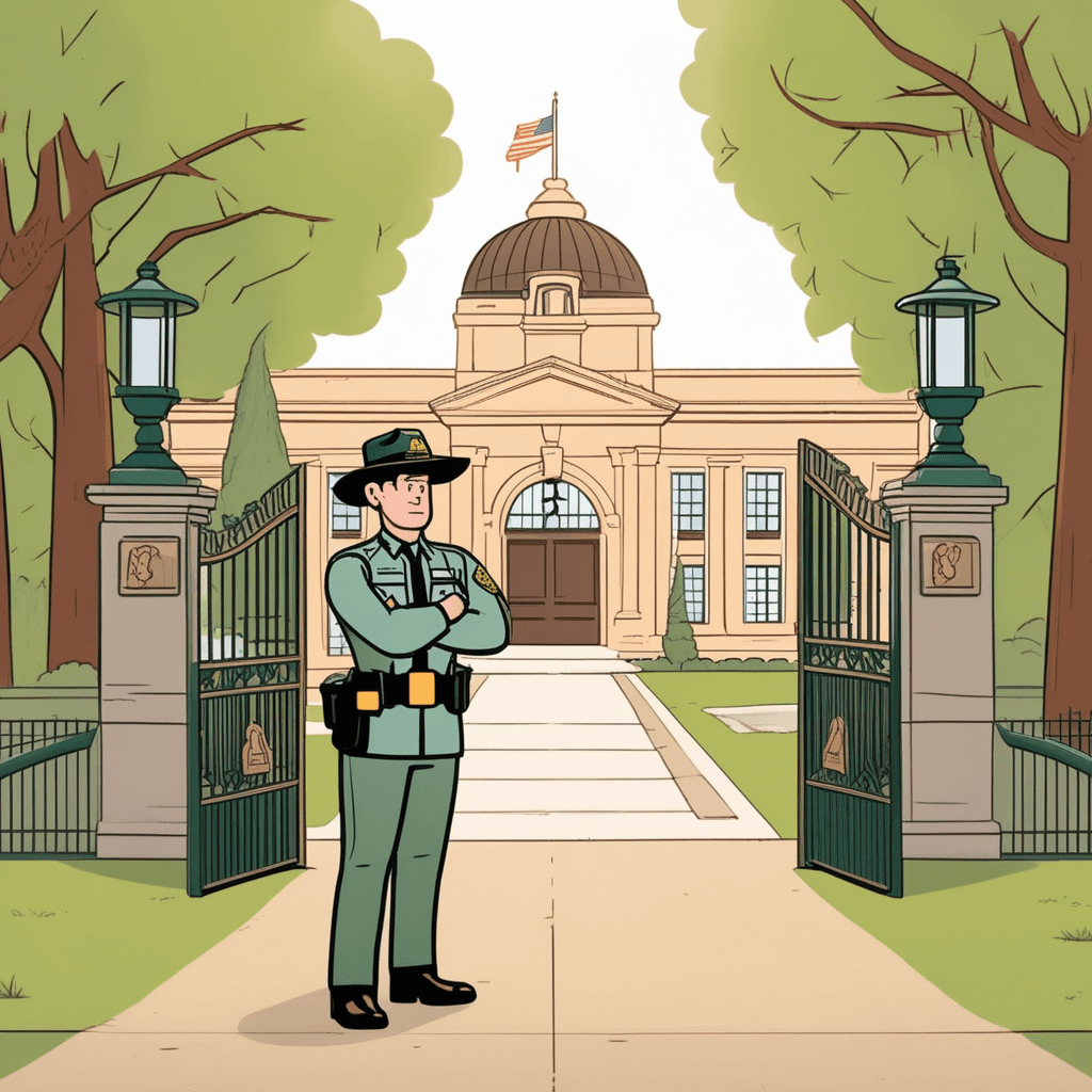 A park ranger bans visitors from entering the closed park