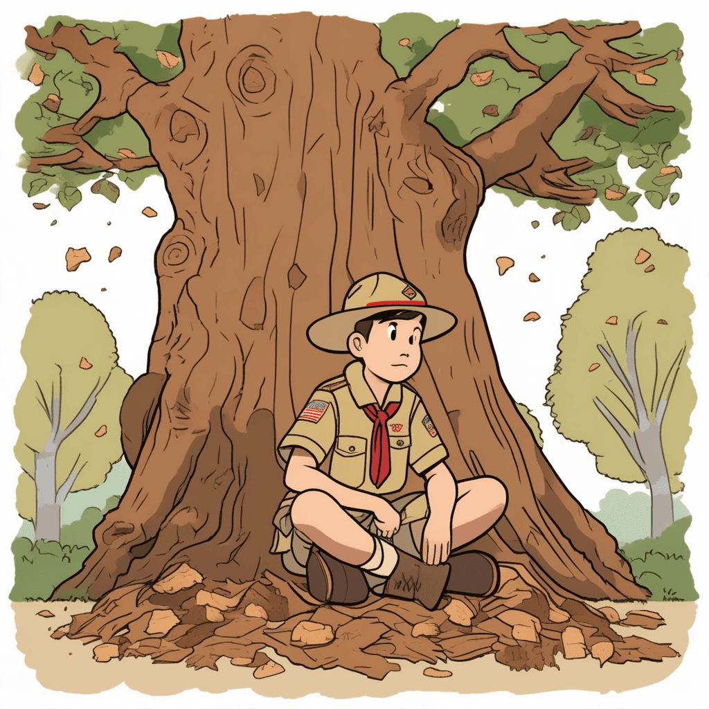 Peeling tree bark carefully