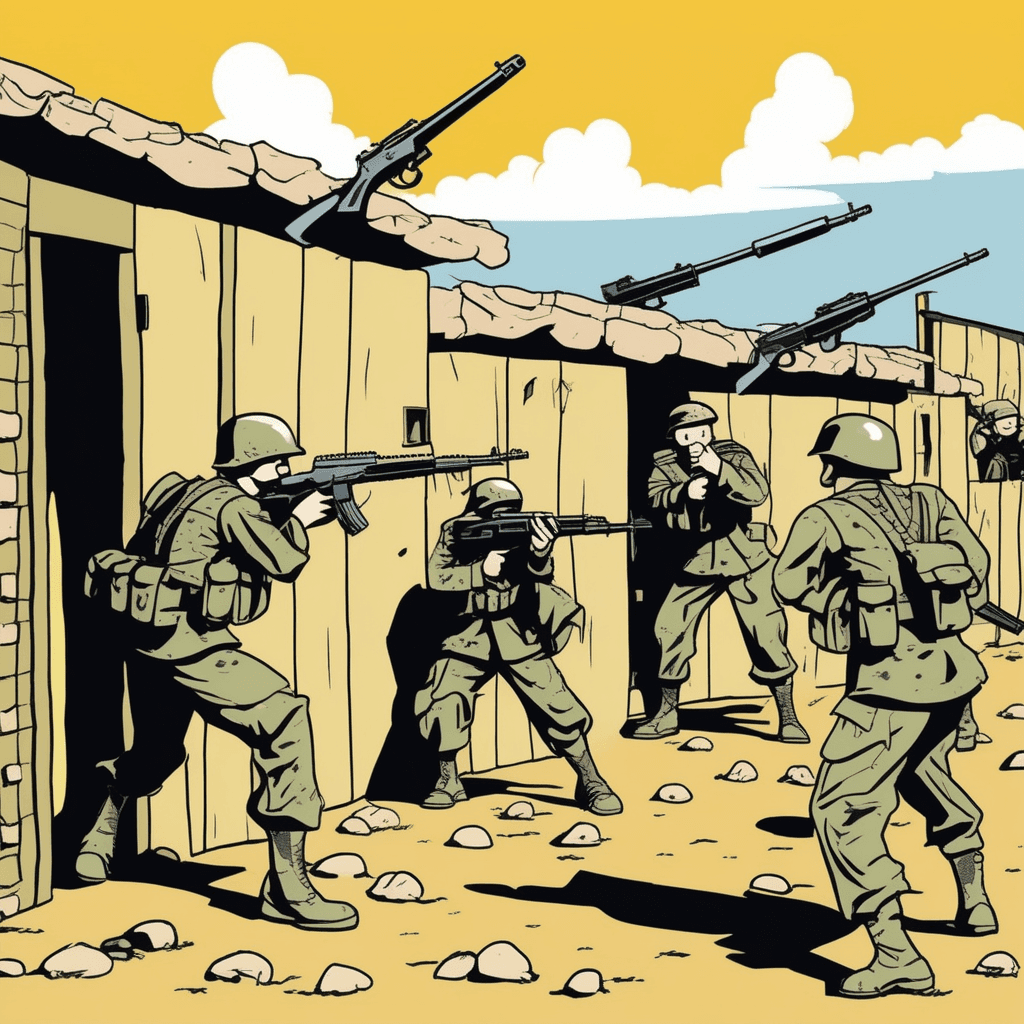 When attacks hit the barracks, soldiers press their backs against the walls!