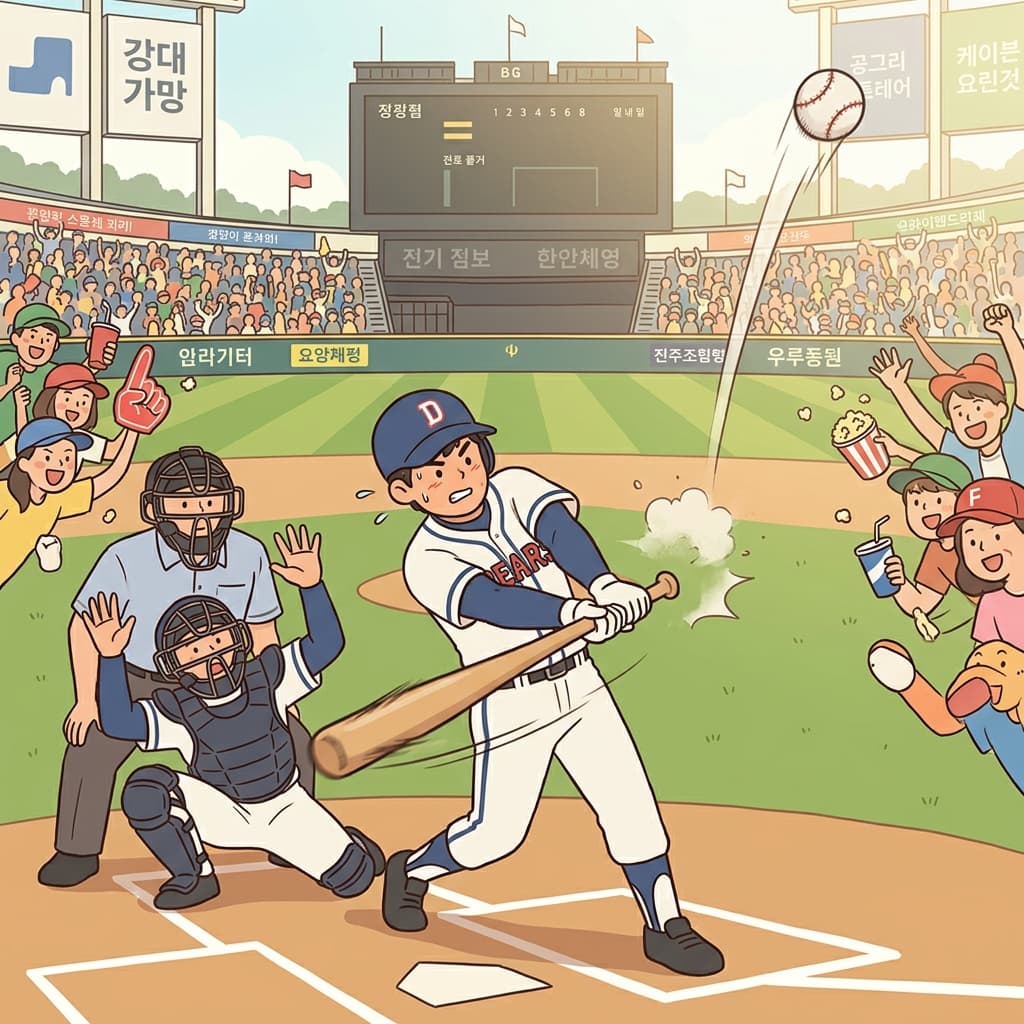 He swings the bat hard and sends the ball flying over the fence.