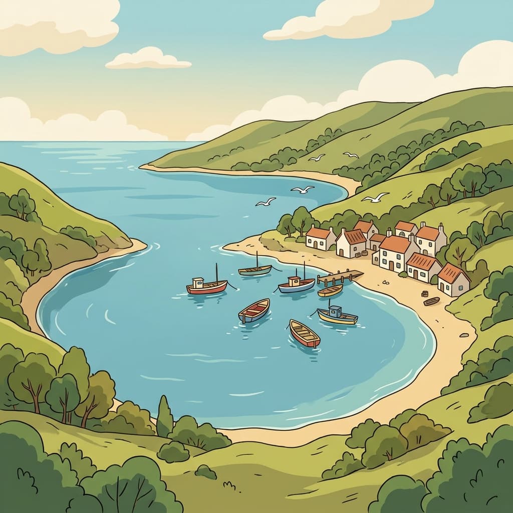 The boats rested safely in the calm bay.