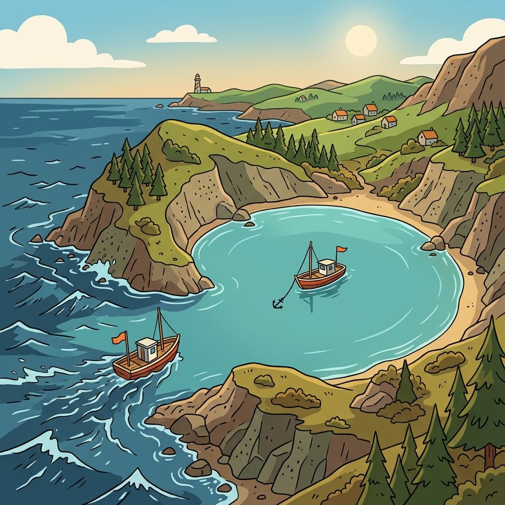 The boat found a safe place to rest inside the bay. (BAY → BOAT'S SAFE PLACE → a bay is a sheltered place where boats can rest)