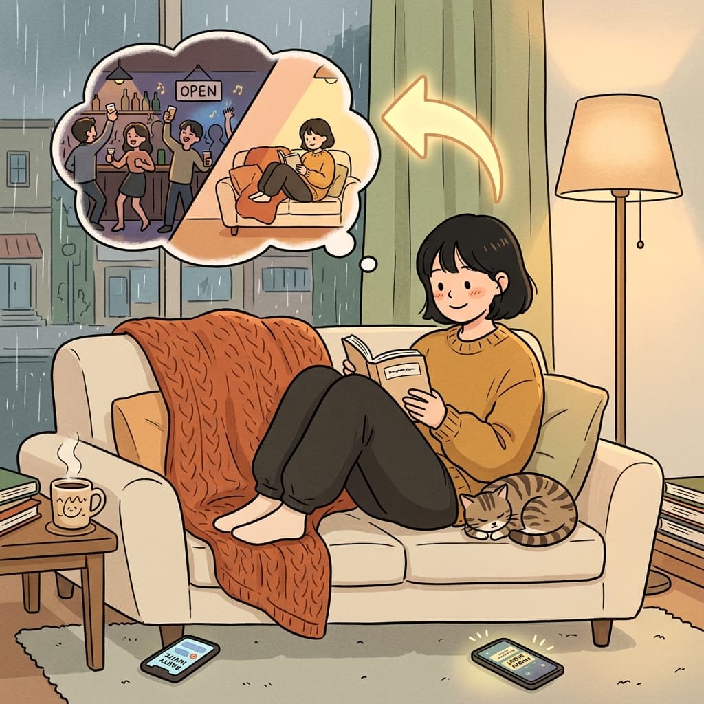 After a long week, she is inclined to stay home rather than go out.